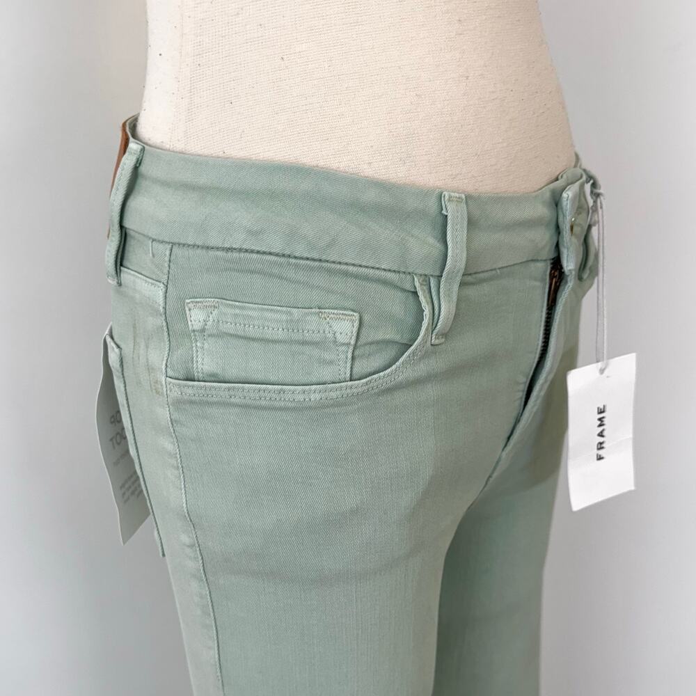Frame Le Crop Mini Boot Mid-Rise Denim Jeans Pants in Aloe Light Green 26 NWT - Picture 6 of 11